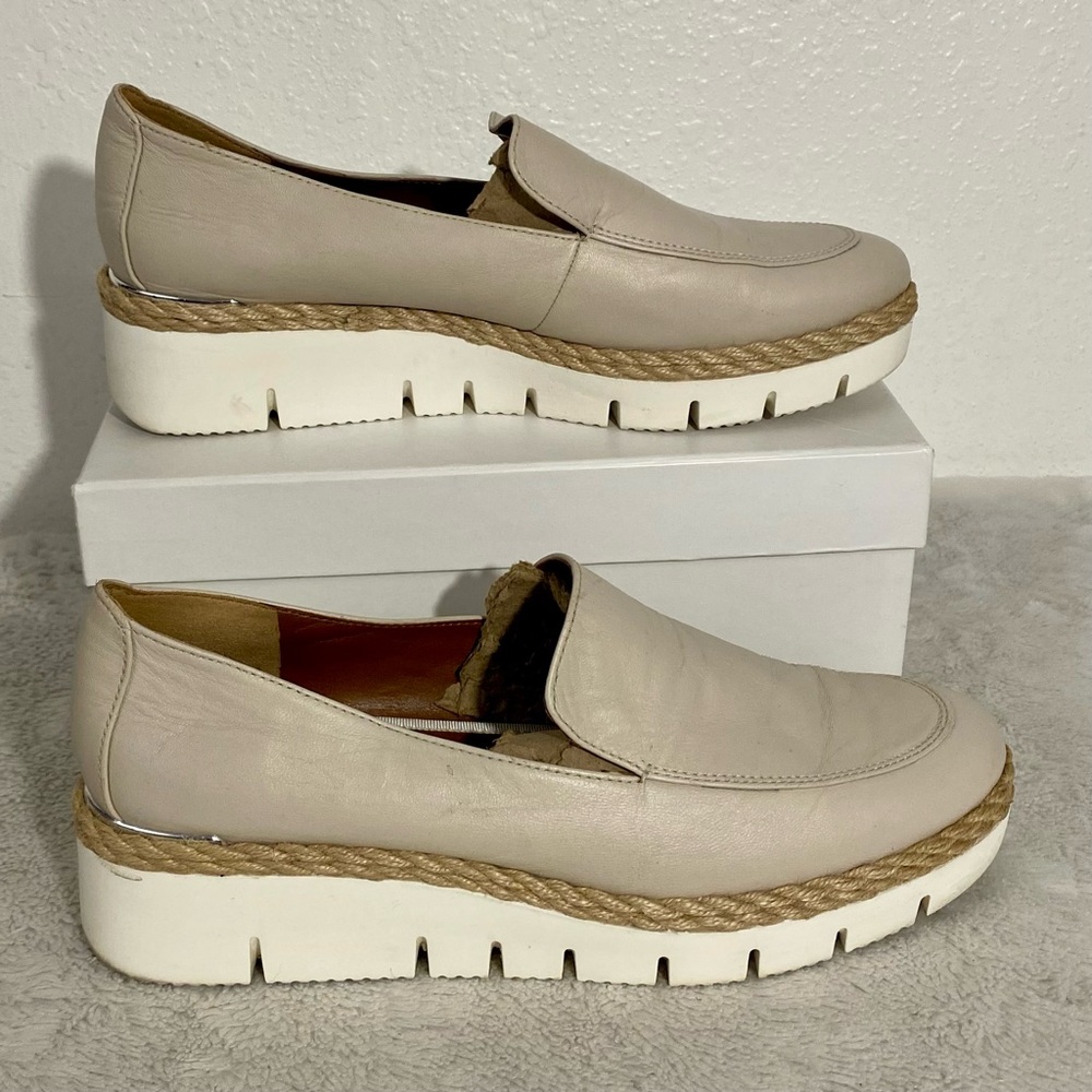 Franco Sarto Beige Leather Slip-On Loafers - Picture 3 of 10